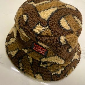 Burberry Brown Fleece Monogram Bucket Hat